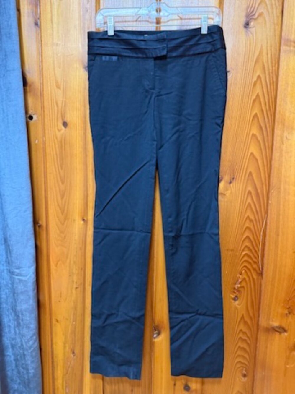 Black Diane Von Furstenberg Wool-Blend Trousers with Pleated Waistband